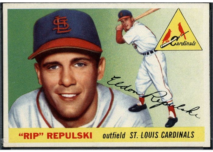 1955 Topps #55 Rip Repulski, St. Louis Cardinals (front)