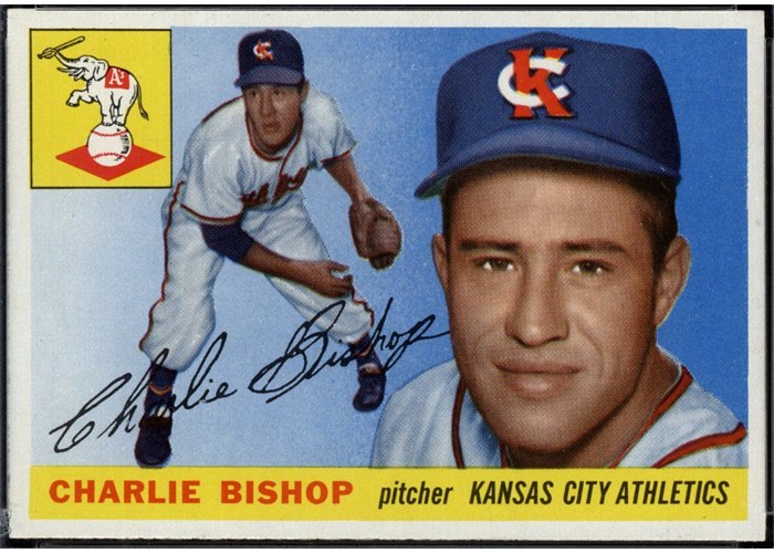 1955 Topps #96 Charlie Bishop, Kansas City Athletics (front)