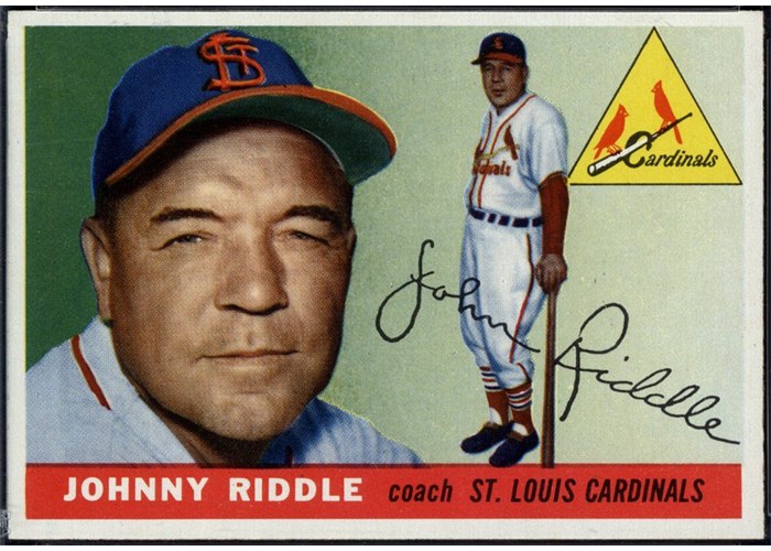 1955 Topps #98 Johnny Riddle, St. Louis Cardinals (front)