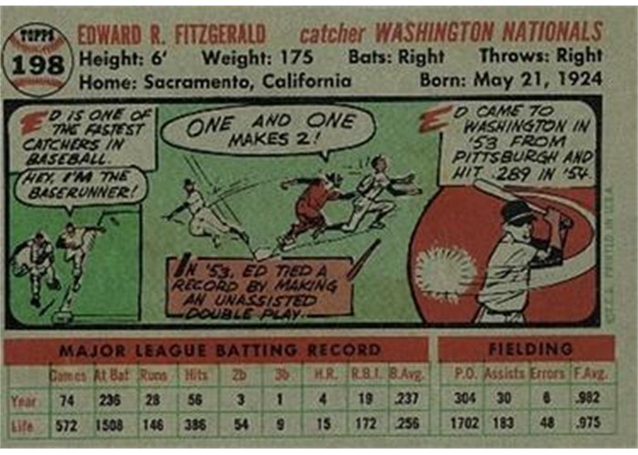 1956 Topps #198 Ed Fitz Gerald (back)