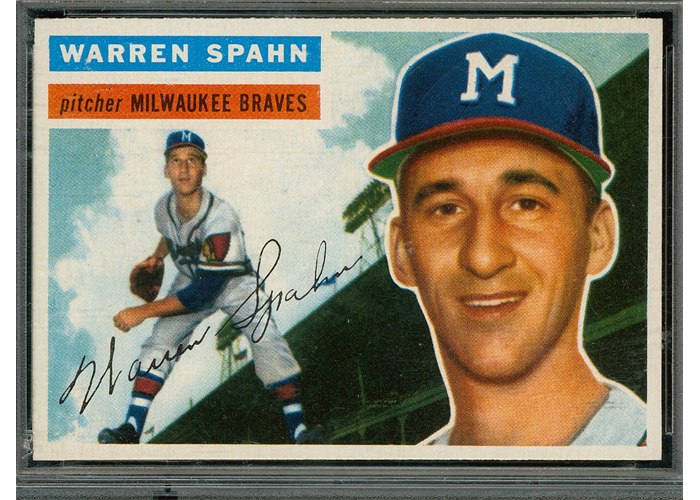 1956 Topps #10 Warren Spahn, Milwaukee Braves (front)
