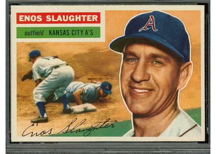1956 Topps #109 Enos Slaughter, Kansas City Athletics (front)