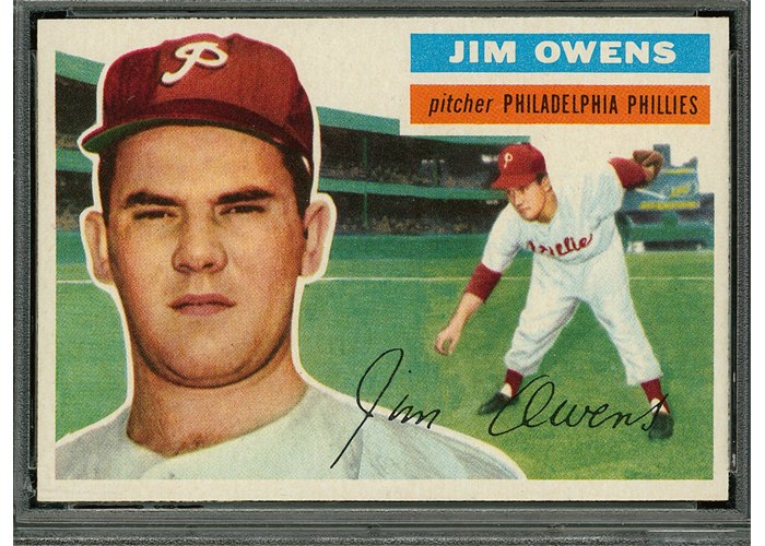 1956 Topps #114 Jim Owens, Philadelphia Phillies (front)