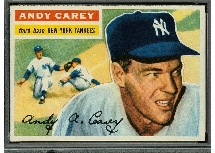 1956 Topps #12 Andy Carey, New York Yankees (front)