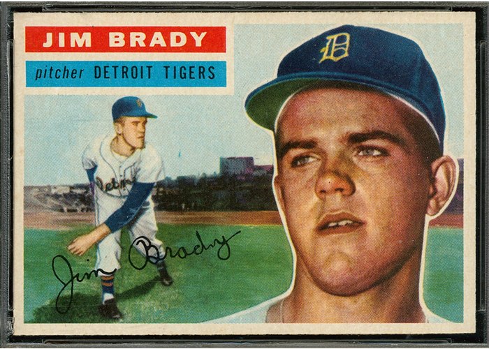 1956 Topps #126 Jim Brady, Detroit Tigers (front)