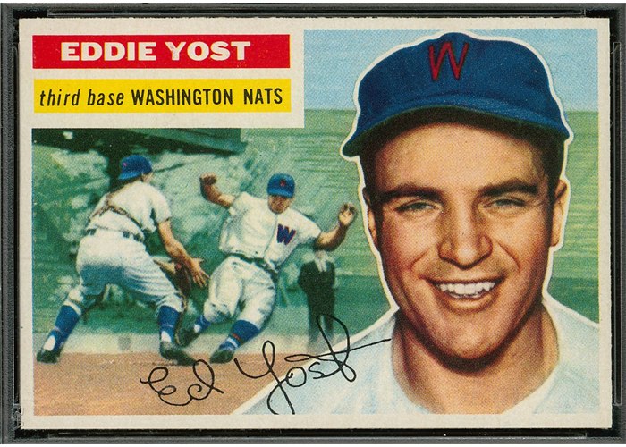 1956 Topps #128 Eddie Yost, Washington Nationals (front)