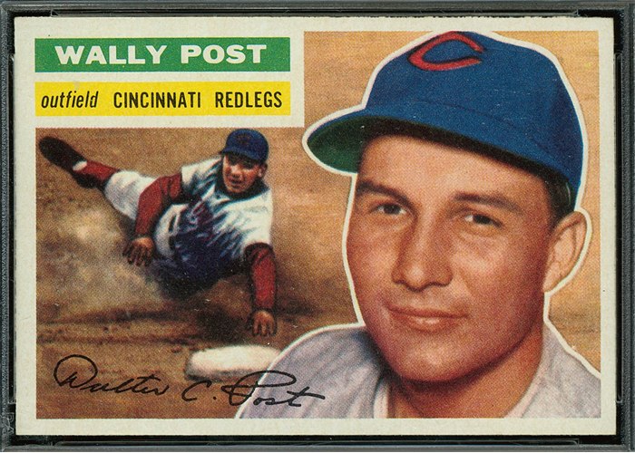 1956 Topps #158 Wally Post, Cincinnati Redlegs (front)