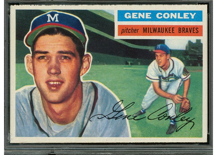 1956 Topps #17 Gene Conley, Milwaukee Braves (front)