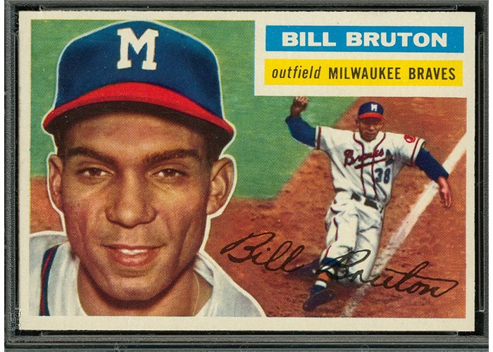 1956 Topps #185 Bill Bruton, Milwaukee Braves (front)