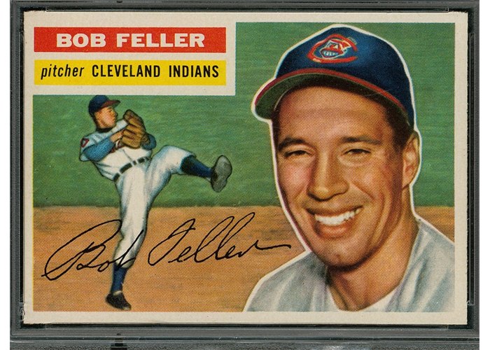 1956 Topps #200 Bob Feller, Cleveland Indians (front)