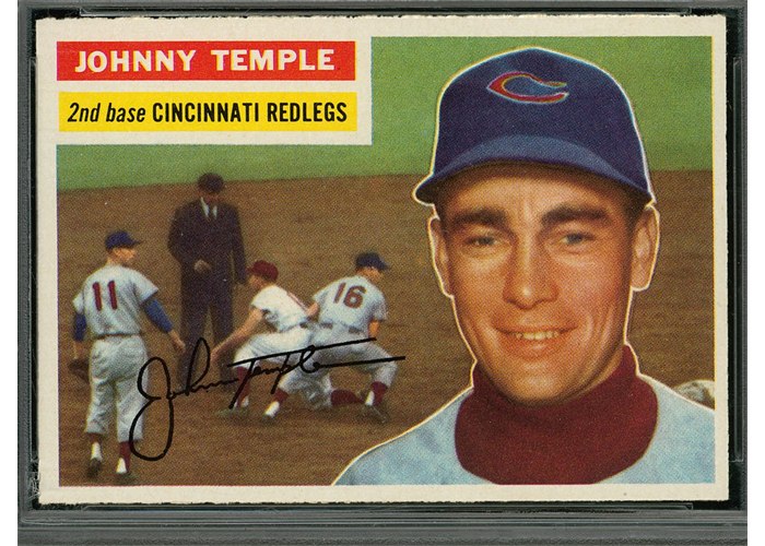 1956 Topps #212 Johnny Temple, Cincinnati Redlegs (front)