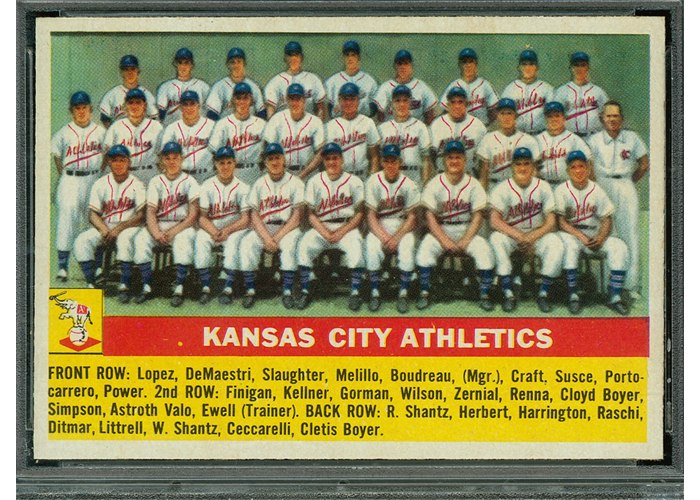 1956 Topps #236 Kansas City Athletics Team, Kansas City Athletics (front)
