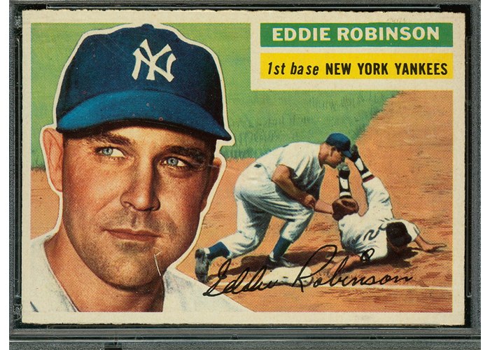 1956 Topps #302 Eddie Robinson, New York Yankees (front)