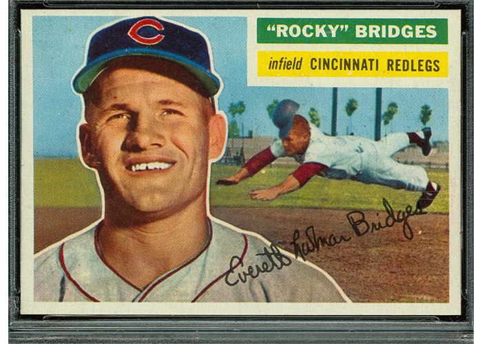 1956 Topps #324 Rocky Bridges, Cincinnati Redlegs (front)