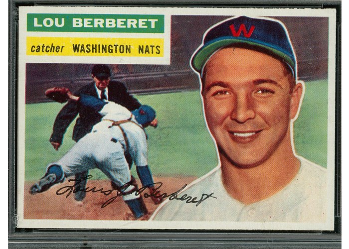 1956 Topps #329 Lou Berberet, Washington Nationals (front)