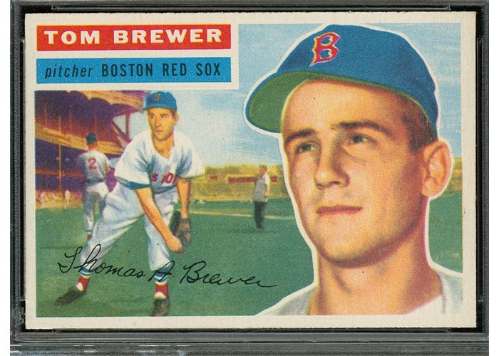 1956 Topps #34 Tom Brewer, Boston Red Sox (front)
