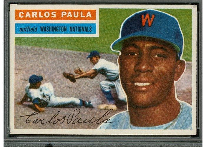 1956 Topps #4 Carlos Paula, Washington Nationals (front)