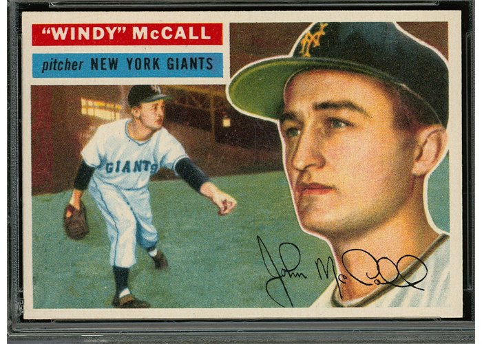 1956 Topps #44 Windy McCall, New York Giants (front)