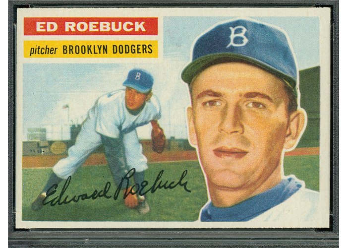1956 Topps #58 Ed Roebuck, Brooklyn Dodgers (front)
