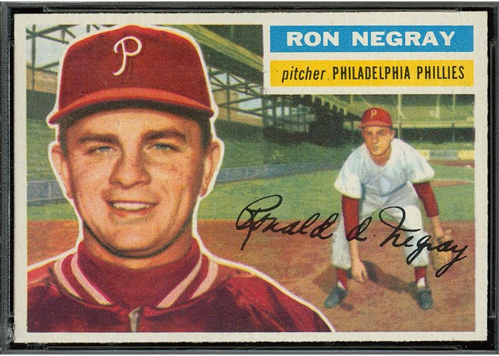 1956 Topps #7 Ron Negray, Philadelphia Phillies (front)