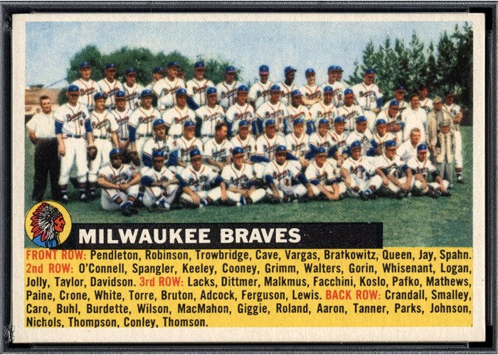 1956 Topps #95 Milwaukee Braves Team, Milwaukee Braves (front)