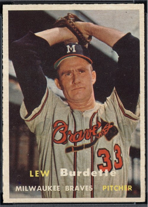 1957 Topps #208 Lou Burdette, Milwaukee Braves