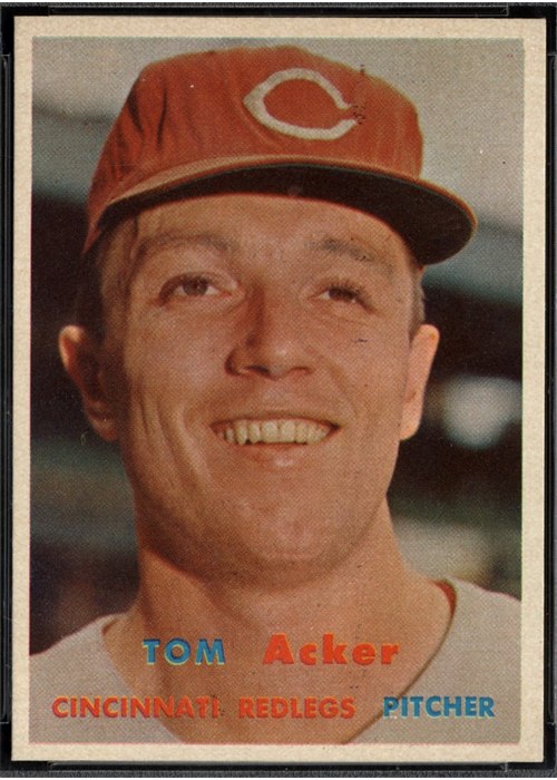 1957 Topps #219 Tom Acker, Cincinnati Redlegs