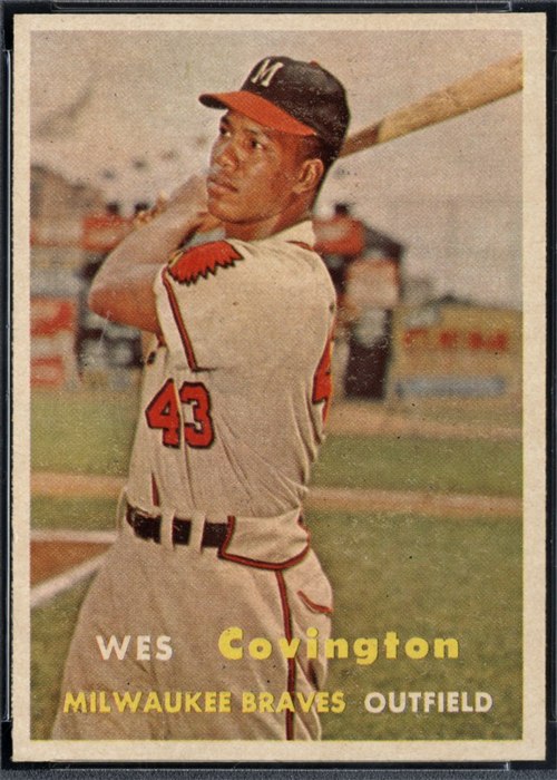 1957 Topps #283 Wes Covington, Milwaukee Braves