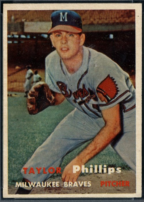1957 Topps #343 Taylor Phillips, Milwaukee Braves