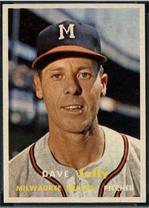 1957 Topps #389 Dave Jolly, Milwaukee Braves