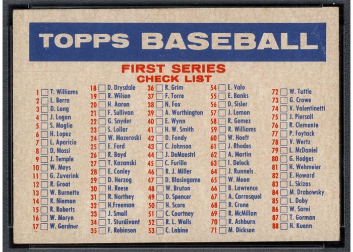 1957 Topps Checklist 1/2 Bazooka