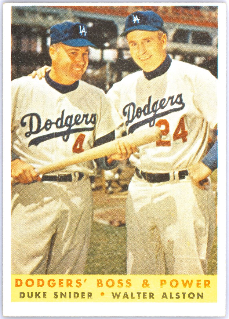 1958 Topps #314 Dodgers' Boss & Power - Duke Snider / Walt Alston, Los Angeles Dodgers