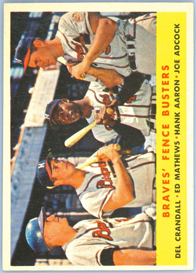 1958 Topps #351 Braves' Fence Busters - Del Crandall / Eddie Mathews / Hank Aaron / Joe Adcock, Milwaukee Braves