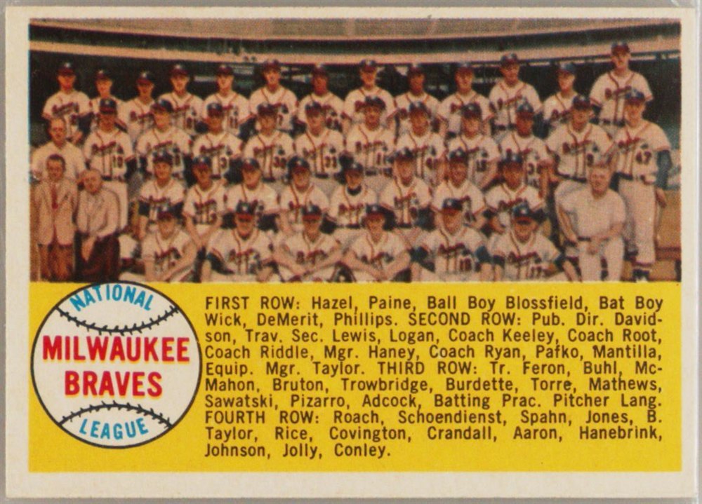 1958 Topps #377 Milwaukee Braves Team, Milwaukee Braves