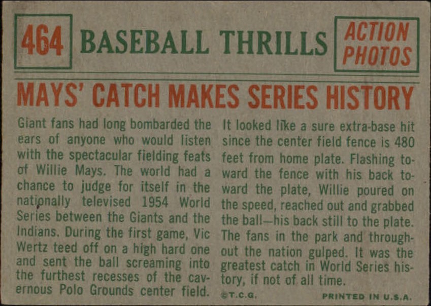 1959 Topps #464 Willie Mays (back)
