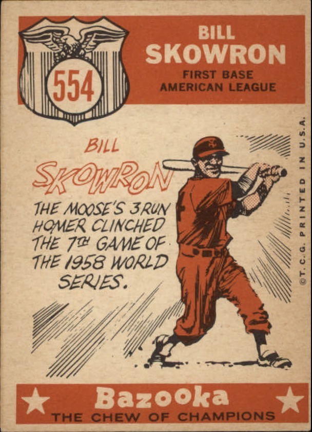1959 Topps #554 Bill Skowron (back)