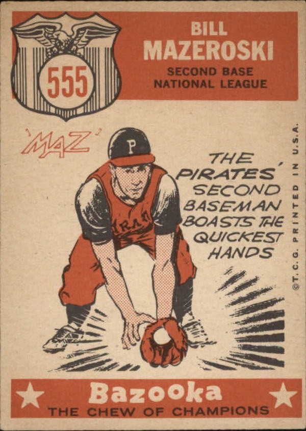 1959 Topps #555 Bill Mazeroski (back)