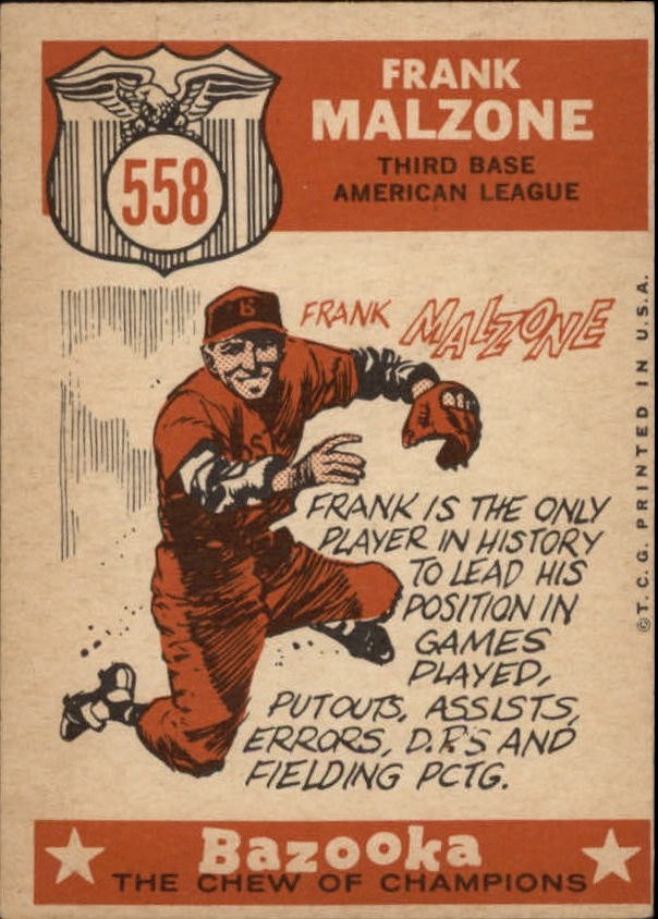 1959 Topps #558 Frank Malzone (back)