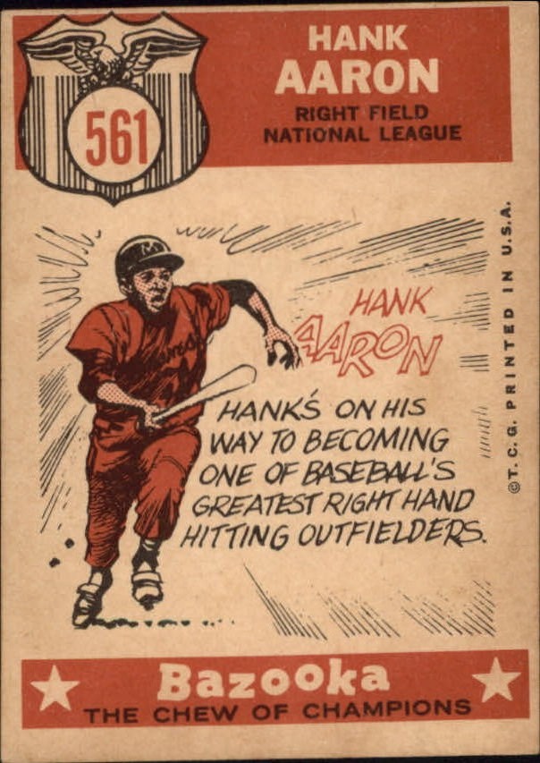 1959 Topps #561 Hank Aaron (back)