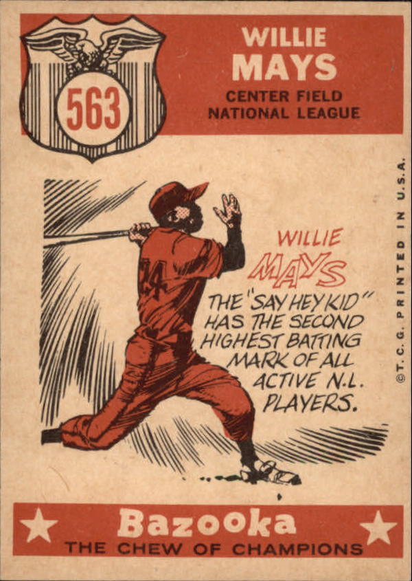 1959 Topps #563 Willie Mays (back)