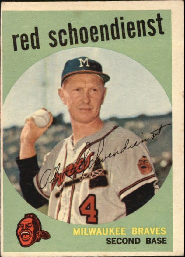 1959 Topps #480 Red Schoendienst, Milwaukee Braves (front)