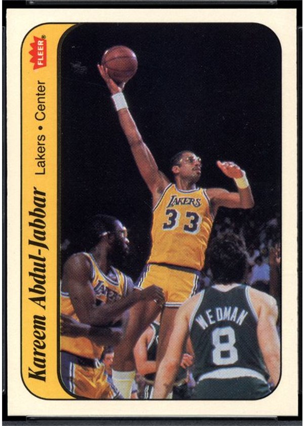 1986-87 Fleer Sticker #1 Kareem Abdul-Jabbar, Los Angeles Lakers