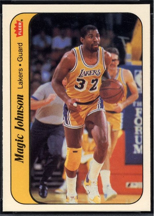 1986-87 Fleer Sticker #7 Magic Johnson, Los Angeles Lakers