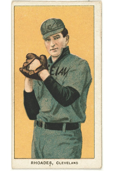 1909-11 T206 Bob Rhoades (Hands At Chest), Cleveland Naps (front)
