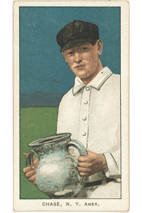 1909-11 T206 Hal Chase (Holding Trophy), New York Highlanders (front)