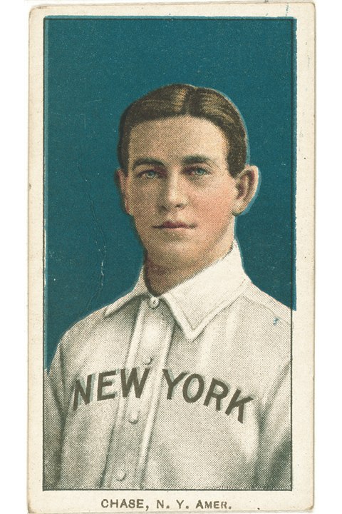 1909-11 T206 Hal Chase (Portrait - Blue), New York Highlanders (front)
