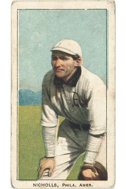1909-11 T206 Simon Nicholls (Hands On Knees), Philadelphia Athletics (front)