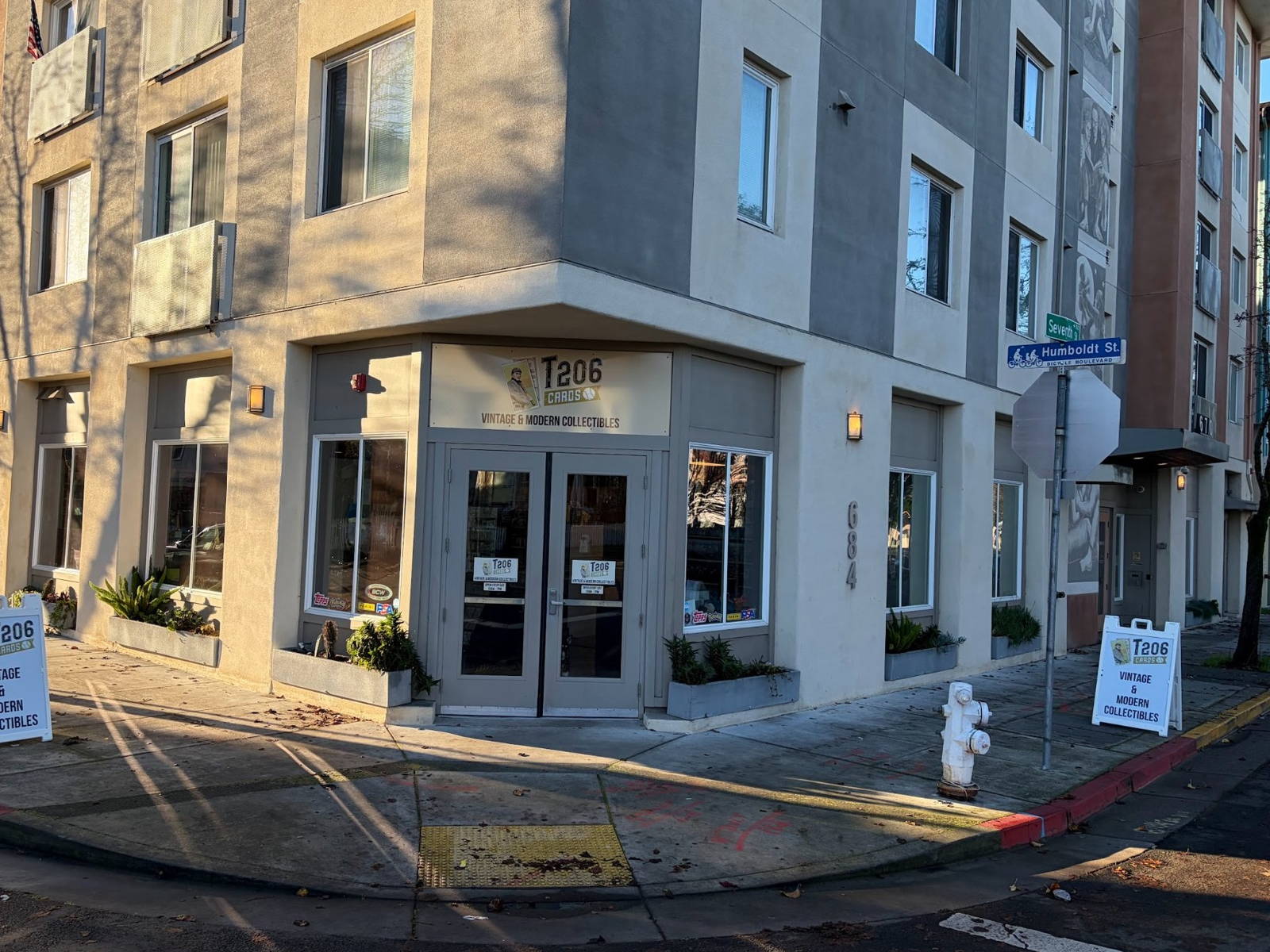 The T206 Cards storefront at the corner of 7th and Humboldt in downtown Santa Rosa