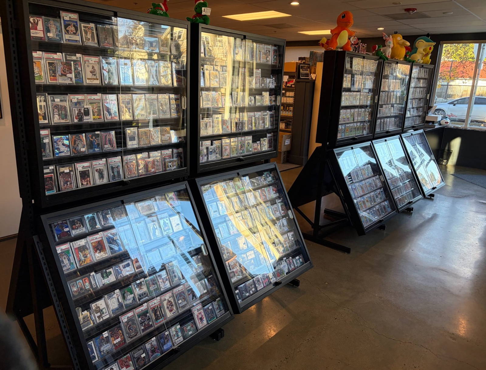Display cases of graded slabs and singles