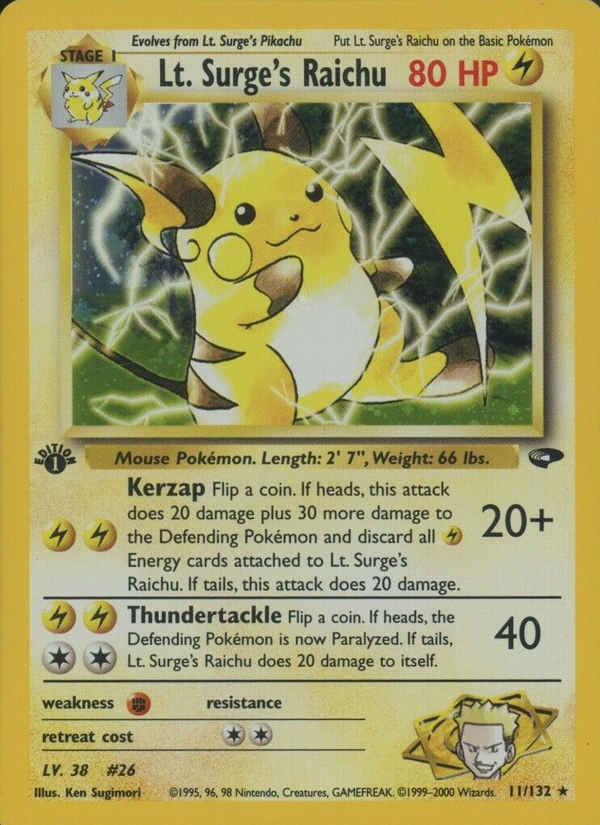 Lt. Surge's Raichu 1st Edition